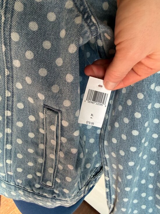 NWT Disney Parks Minnie Mouse Red Sequins, Polka Dot Denim Jacket for Women XL - Picture 6 of 7